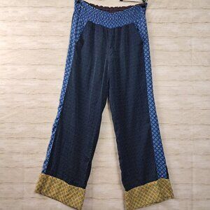 Aerie Patchwork Multicolor Wide Leg Pull-On Pants Medium